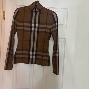 Burberry Brown Plaid Long Sleeve Top
